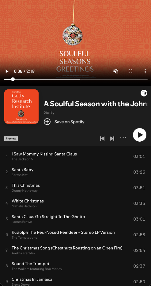 Johnson Publishing Company Archive Holiday Card Animation Screen